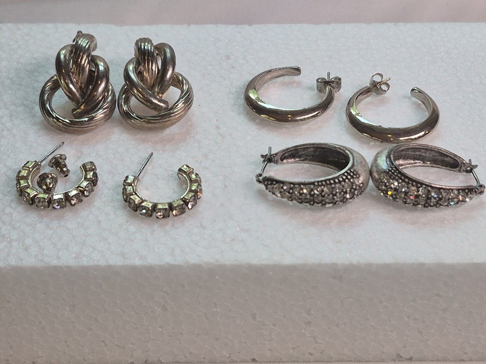 Vintage Pierced Earrings Silver Tone Lot
