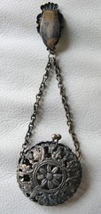 Antique Chatelaine Belt Clip Art Nouveau Buffalo Filigree Purse Vinaigrette
