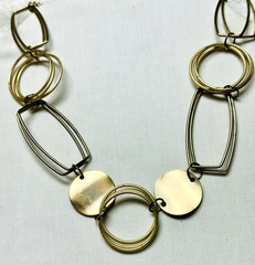 3 Piece Gold/Silver Tone Oval Link Coin Pendant Necklace Lot n0279