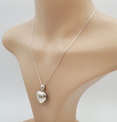 VTG 925 Heart Locket Necklace 18in Sterling Silver 6g Floral Etch Polished READ