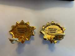 Hermès Sun Face Clip-On Earrings Bijouterie Fantaisie Gold Tone Signed w/ Box