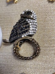 Vintage 20 Brooch Pendant Ring Metal Gold Silver Tone Rhinestone