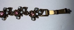 Hollycraft 1950’s Bracelet Multicolor Rhinestones Signed 7.5” Costume Jewelry