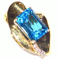 Vintage 14K Solid Gold Natural Topaz Diamond 9.0CT Engagement Necklace Designer