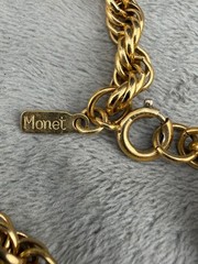 Vintage Monet Necklace Gold Tone Rope Chain LONG Flapper Opera 56”