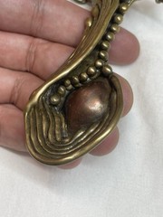 Nancy Aries Brutalist Necklace Copper And Brass 20″ Round Pendant 6″ Drop