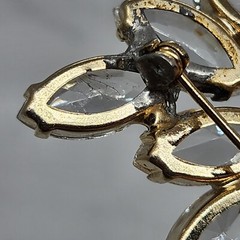 2.5″ Vintage Clear Navettes and AB Rhinestone Brooch Floral