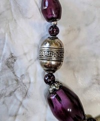 SILVER AMULET PENDANT NECKLACE VINTAGE STERLING Purple Silver color. Beadswith.