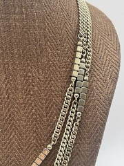 Vintage MONET Necklace Retro MCM 3 Strand Silver Toned Statement Layered Signed