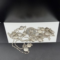 Vintage Sterling Silver Floral Engraved Station Link Chain 56″ Necklace 29.3g