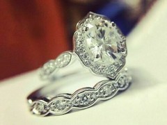 Art Deco 3.20 Ct Diamond Antique Vintage Wedding Ring Set 925 Sterling Silver