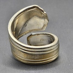 Vintage Avon Silver Plate Spoon Ring Size 8.5 Floral Heart Etched Bypass