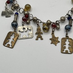 Vintage Guatemalan Chachal Necklace Thunderbird Horse Charms Silver Tone 22″