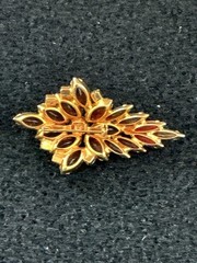MCM Rhinestone Amber Orange Root beer Brooch Glows 2.5 In