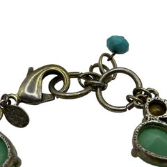 Leslie Danzis Bracelet Pale Green Double Teardrop & Clear Rhinestone Link Chunky