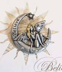Vintage Patricia Darling Dash ‘Believe’ Fairy Angel Moon Magic Star Brooch / Pin