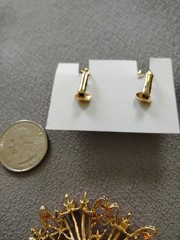Vtg 1970’s Brooch & Clip Earrings -Pastel Pink Stones W Enameling-Daisy Design