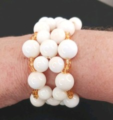 Vintage Bracelet White Yellow Beads