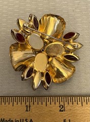 Vintage Juliana Purple Blue Red Rhinestone Brooch Goldtone D&E Book Piece 2.5″