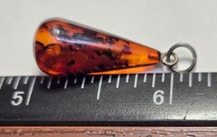 Vintage Brown Natural Amber Pendant from Latvia, Teardrop Shaped