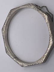 Vintage Sterling Octagon Bracelet IBB Signed Etched Safety Chain