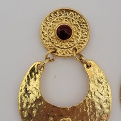 Vintage 1990s Gold Tone Boho Tribal Style Dangle Earrings Chandelier Statement