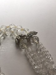 Vintage Les Bernard Icy Crystal Fashion Necklace W/Beautiful Pear Pendant 22”SEE
