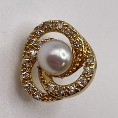Earrings Vintage Rhinestone Faux Pearl Knot Gold Tone Metal Stud Jewelry