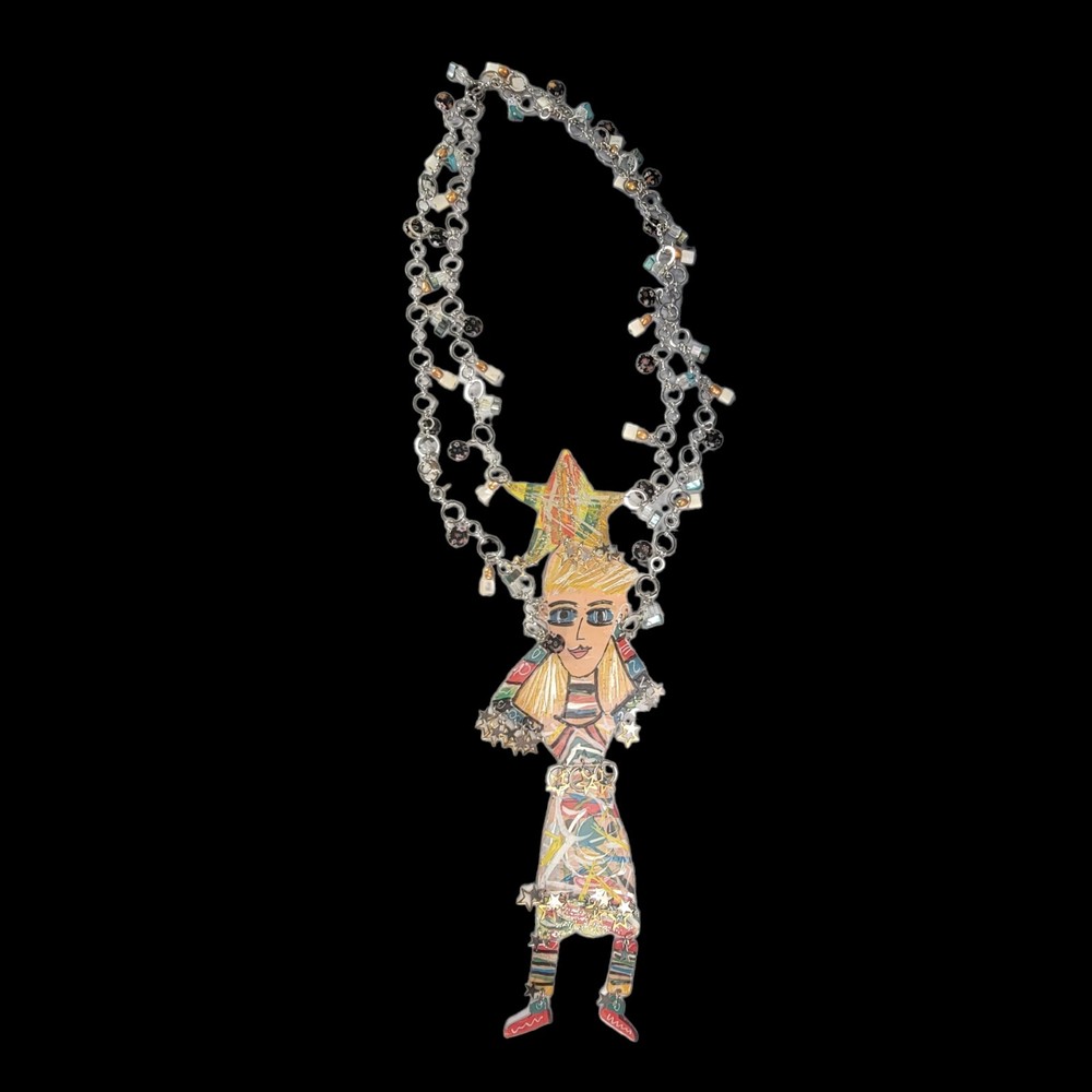 Artisan Designer Statement Necklace Figural Handmade Design Boho Jewelry OOAK