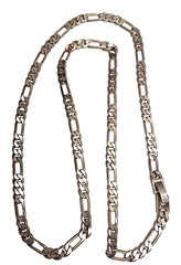 Vintage Classic Retro Style Chain Figaro Link Necklace Silver Tone Metal 22″ GUC
