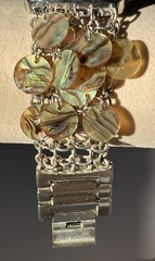 Vintage Mesh Chain And Abalone Fashion Watch Mother Of Pearl Face Quartz Works
