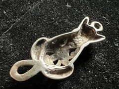 JEZLAINE CAT Brooch Pendant Signed Sterling Silver 925 1.6 grams
