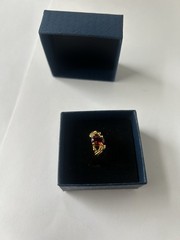 Vintage Red Cubic Zirconia Ring Gold Plated Womens Size 7.5