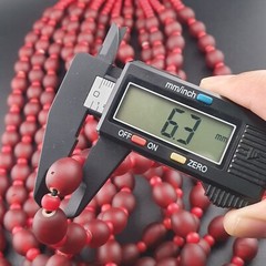 Venetian Red WhiteHeart Trade Glass Beads Necklace 12.6mm x 11.4mm & 6-7mm
