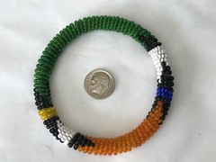 Southwestern Green Yellow Black White Orange Blue Bead Beaded Bangle Bracelet