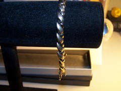 VINTAGE ESTATE DESIGNER BRUSH GOLDWASH STERLING SILVER TENNIS BRACELET 7 1/4″