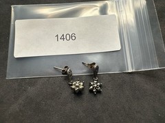 2.08g Vintage Sterling Silver 925 Floral Cluster Drop Dangle Earrings M