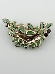 Vintage Brooch & Earrings Set W/ Green & AB Stones