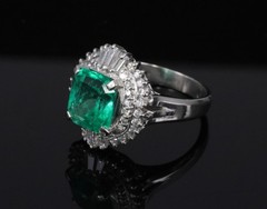 Rare 2.08ct GIA Colombian No Oil Emerald 0.51ct Diamond Platinum Ring Size 4.25