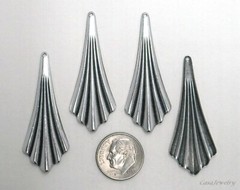 #3456 ANTIQUED .925 STERLING SILVER PLATED RIBBED PENDANT/ER W/HANG HOLE – 4 Pcs