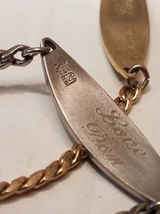 Lot Of 2 Identity Bracelet Speidel Diamond Accent Engraved ID Chain