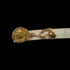 Demi Parure Caged Drop Clip Earrings & Flower Brooch Pin Topaz & Citrine Glass