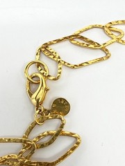 Vintage Erwin Pearl gold tone Necklace hammered gold tone 36″ signed