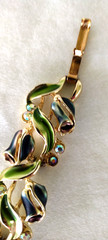 Rare Signed BSK Vintage Gorgeous Enameled AB Rhinestone flower 5 link Bracelet
