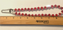 VTG 1928 Red Crystal Necklace White Beads – 18 in