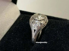 2Ct Round Cut Bezal Set Lab-Created Diamond Engagement Ring 14k White Gold Over