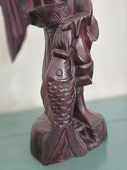 Chinese Fisherman Beautiful Wood HandCarved Sculpture