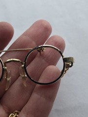 Vintage Gold-Tone Pince-Nez Eye Glasses Brooch w/ Chain