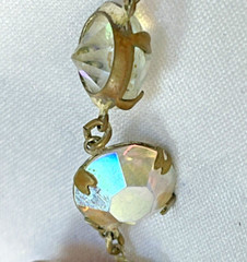 Vintage Czech Aurora Borealis Rhinestone Choker Necklace Bezel Set 1950s 15” K