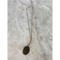 Vintage Tigers Eye Oval Pendant Necklace Gold Tone Chain Boho Statement 24 Inch
